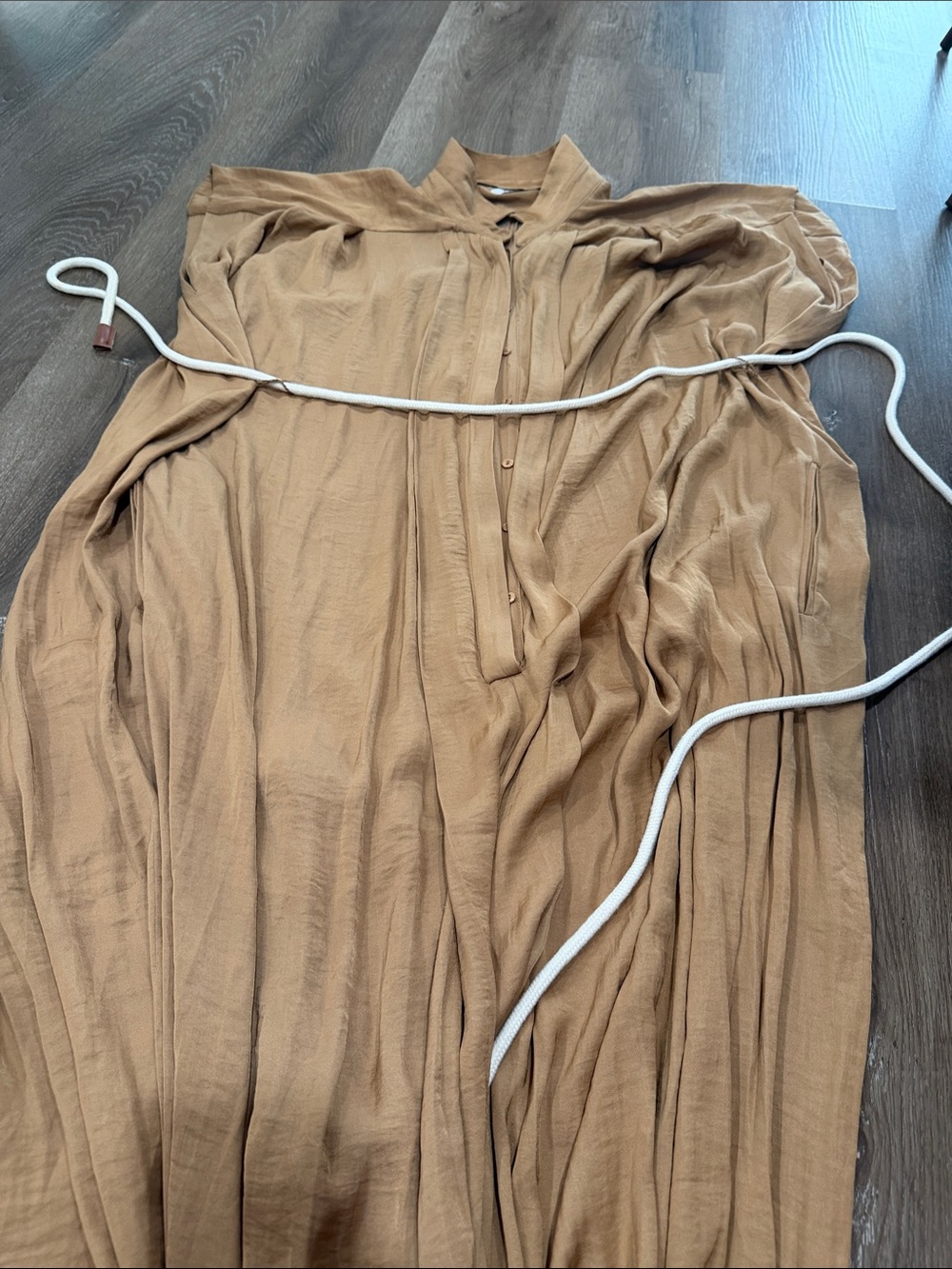 Zara Tan Button-Front Jumpsuit - Picture 2 of 11